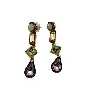 Multi color gold tone earrings pierced stud